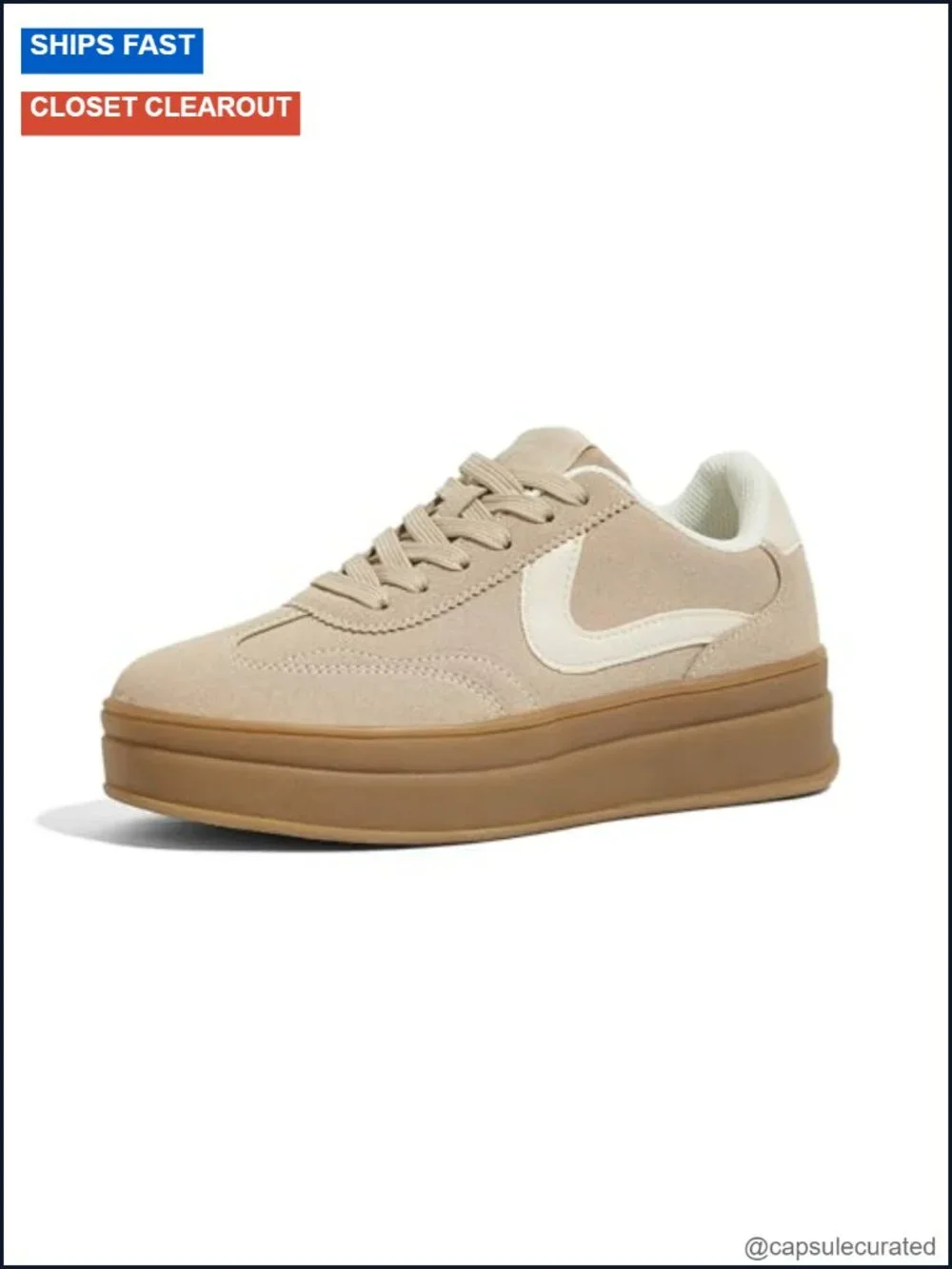Vintage Faux Leather & Suede Platform Sneakers 1.97